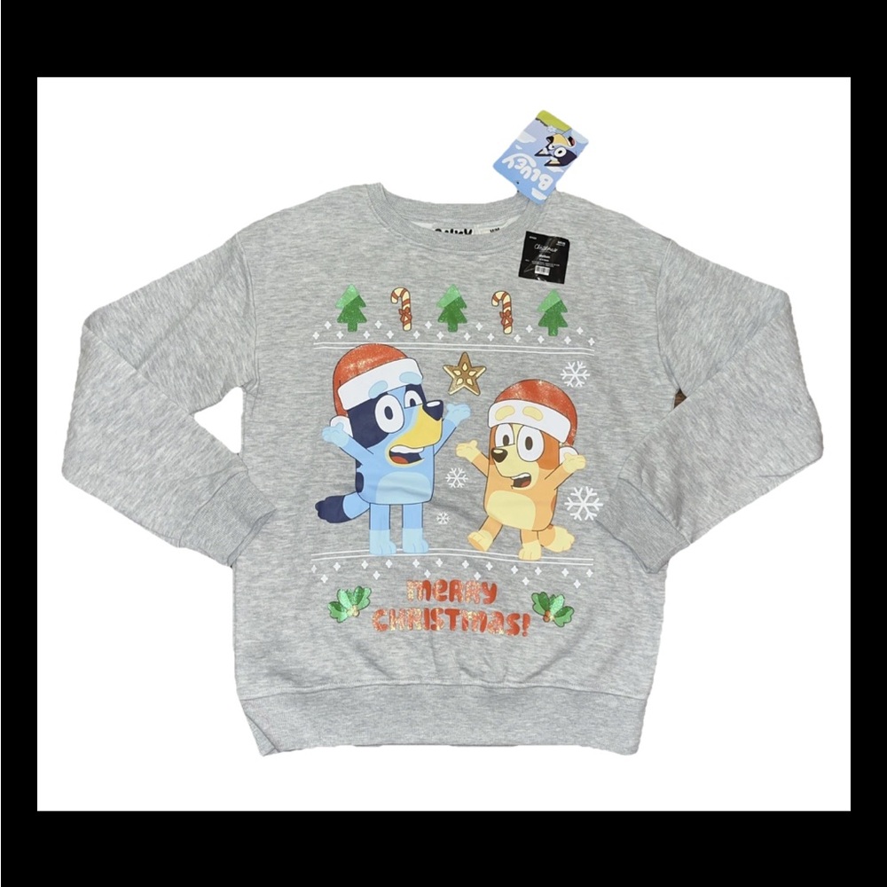 Bluey’s Christmas Sweatshirt W/Bluey Cartoons The Kids Will ❤️ & Want Yr Shirt